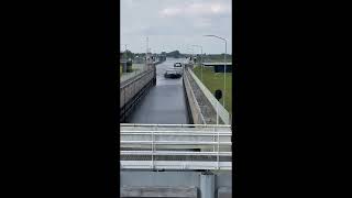 Ship entering Empel lock Sluis Empel North Brabant Netherlands no sound [upl. by Drofhsa]