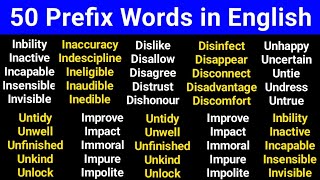 50 Prefix Words  Prefix Words in English  Suffix and Prefix [upl. by Nhor]