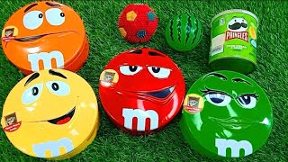 Satisfying Video  Unpacking 4 MampMS and with 1 Green Pringles 1 Ball Candy ASMR [upl. by Eilyah]