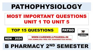 Pathophysiology b pharm 2nd semester important questions  Carewell pharma [upl. by Kiehl419]