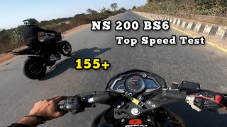 NS 200 BS6 Top Speed 155 KMPH   NS 200 Top Speed Test  NS200 vs NS200 [upl. by Aidekal]