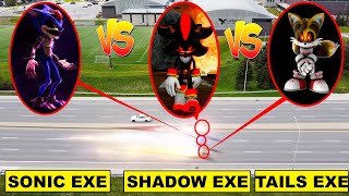 DRONE CATCHES SHADOWEXE SONICEXE AND TAILSEXE RACING ON THE HIGHWAY  WHO IS THE FASTEST [upl. by Else]