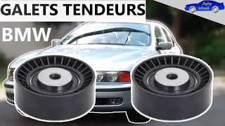 REMPLACEMENT des GALETS TENDEURS qui couinent sur BMW serie 5 E39 520i 523i 528i [upl. by Anaidirib]