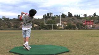 Golf Drills Free Golf Lesson Kids Hit Golf Balls Through Field Goal [upl. by Garnet]