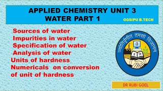 water  engineering Chemistry  analysis of water  hardness units  water part 1  unit 3 [upl. by Treblah]