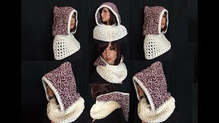 How to Crochet a Hooded Cowl Pattern 296│by ThePatternFamily [upl. by Fitalludba]