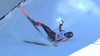 Stefanie FLECKENSTEIN  CRASH  Downhill  Val dIsere 2023 [upl. by Crelin837]