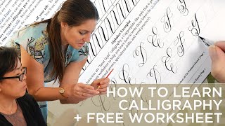 How to Create and Learn Modern Calligraphy  A Guide for Beginners  Free Worksheet [upl. by Bashee]