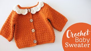 How To Crochet An Easy Baby Cardigan [upl. by Angelica512]