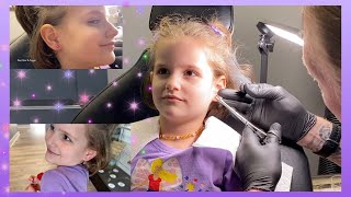 2023 Kids Ear Piercing Vlog  5 Year Old Ears Pierced at Piercing Shop  Tattoo Parlor [upl. by Lauzon273]