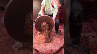 The process of making a round table from wood shorts [upl. by Notlad]