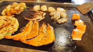 Pork Okonomiyaki  Seafoods Teppanyaki  Japanese Teppanyaki in Singapore [upl. by Bohon420]