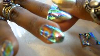 ASMRNAILS Nail foil tutorial crinklynail painting [upl. by Nais]