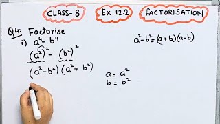 Factorise a4  b4 I Factorisation I Class 8 I [upl. by Shiri]