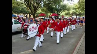 SMU Band The Hub of SMU and pom squads marching in to Gerald J Ford Stadium [upl. by Clerk275]