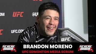 Brandon Moreno UFC Edmonton PostFight Scrum “I need one more win before I fight for the title” [upl. by Feldt]