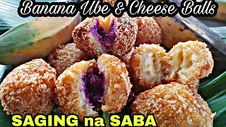 Saba Banana Cheese Balls  Saging na Saba Ube Balls  Banana Buchi  Farm Cooking [upl. by Leirvag]