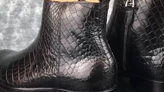 Mens Chelsea Shoes Genuine Crocodile Skin Leather Ankle Boots Mens Zipper Boots [upl. by Mickey]