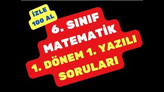 6 Sınıf Matematik 1 Dönem 1 Yazılı Soruları [upl. by Asirehc]