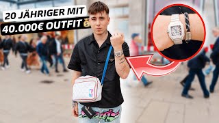 20 JÄHRIGES RICH KID mit 40000€ OUTFIT🔥💰 WIE VIEL IST DEIN OUTFIT WERT  MAHAN [upl. by Mikkanen334]