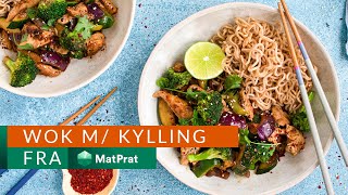 Wok med kylling og nudler  MatPrat [upl. by Ativoj]