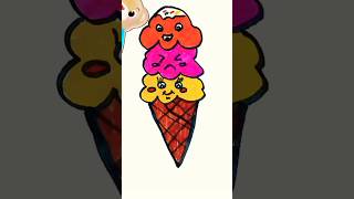 Triplet Icecream 🍨 icecream coloring drawingytviralytshorts shortsartconeicecreamdrawing [upl. by Sirenay]