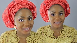 GELE TUTORIAL  How To Tie Small Gele ASOOKE Nigerian Wedding Guest [upl. by Noell]