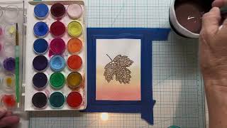 Heat Embossed Leaf plus watercolor  simply simple card making [upl. by Antony]