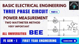 Three phase Part5 Power Measurement BEE FE Engineering Two Wattmeter Method fe bee [upl. by Rolph]