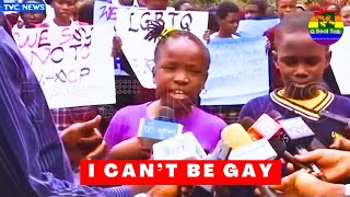 BREAKING NEWS CHILDREN SEEN PROTESTING AGAINST GAY SAFETY I CANT BE GAY viral gaynews trends [upl. by Deegan]