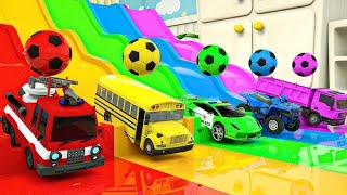 The Wheels on The Bus  Bingo Song  School Bus and Big Footballs Baby Nursery Rhymes amp Kids Songs [upl. by Bahner]