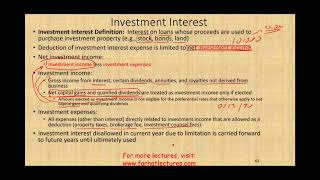 Investment Interest Deduction Limitation ¦ Schedule A ¦ Itemized Deduction ¦ Income Tax course [upl. by Aelahs]