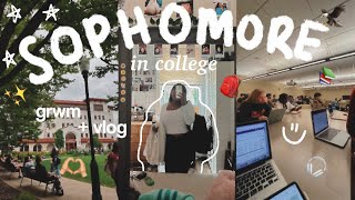 FIRST DAY OF COLLEGE 🎒 SOPHOMORE YR • GRWM 💄 VLOG 🍂 [upl. by Analeh]