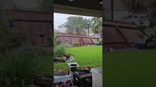 Hurricane Beryl topples fence in Pearland TX [upl. by Anirahc]