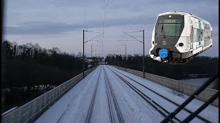 Cabride RER A  CergyleHaut  Nanterre Préfecture en MI09 Neige [upl. by Aisatana]