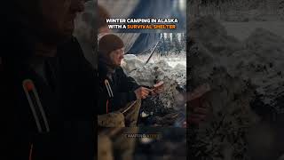 Winter camping in Alaska Outdoor boys camping satisfying camper snow camp campinggear [upl. by Assirralc734]