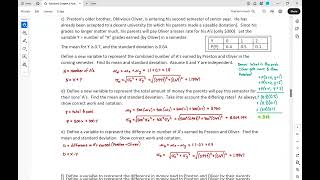 AP Statistics  Hays  Example 621  Combining and Transforming Discrete Random Variables [upl. by Schear]