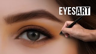 Painting Realistic Beautiful Feminine Eyes in Krita  Timelapse Demo [upl. by Aenahs]