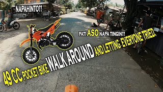 49cc POCKET BIKE WALK AROUND OUR BARANGAY  PEOPLES REACTION [upl. by Idou807]