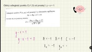 Oblicz odległość punktu C13 od prostej yx  1 [upl. by Chilson]