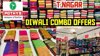 TNAGAR POTHYS DIWALI 🪔 COMBO OFFERS SAREES shamyukthalifestyle [upl. by Cadmann]