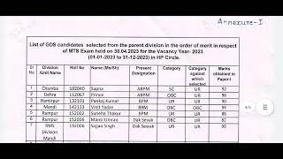 GDS To MTS Exam 2023 Result OutHimachal Pradesh HP Circle [upl. by Trauts]