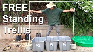 How to Make Best FREE Standing Trellis Stable amp Strong Vertical Container Gardening support Tomato [upl. by Nalym]