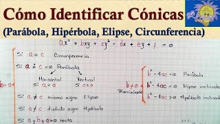 ⭕️ Cómo identificar Cónicas Parábola Elipse Hiperbola Circunferencia  Juliana la Profe [upl. by Ahsinehs]