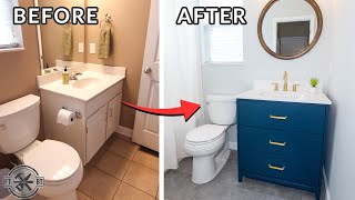 Easy Small Bathroom Remodel  DIY Makeover [upl. by Neddra]