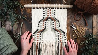 DIY Geometric pattern woven wall hanging vertical weaving [upl. by Rior]