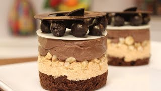 Chocolate Hazelnut and Caramel Mousse  Sanjeev Kapoor Khazana [upl. by Dona323]