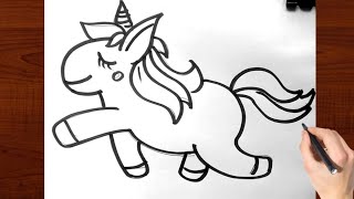 Unicorn Drawing for kids easy  How to draw unicorn  Kids Drawing  Kids video unicorn [upl. by Polito]