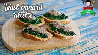 Recette dapéro  Les toasts épinard et rillette [upl. by Nostaw344]