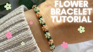 Easy Beaded Daisy Bracelet Tutorial DIY Jewelry [upl. by Thorwald]